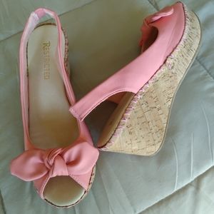 Cute Pink Leather Peep Toe Sling Backs